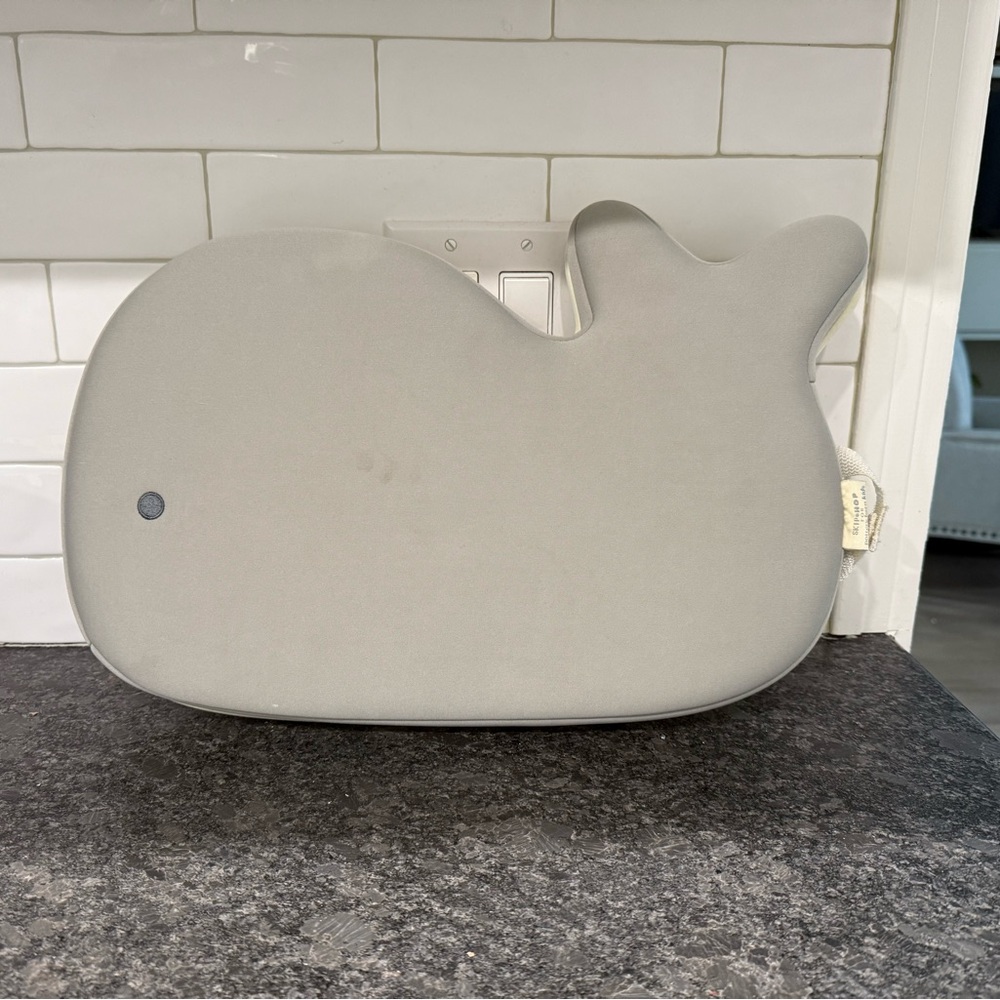 Pottery Barn Kids Gray Whale-Shaped Cushion